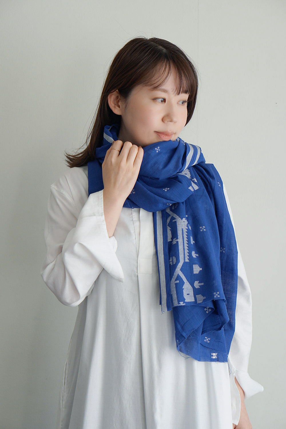 ジャムダニ ファブリック Blue02
