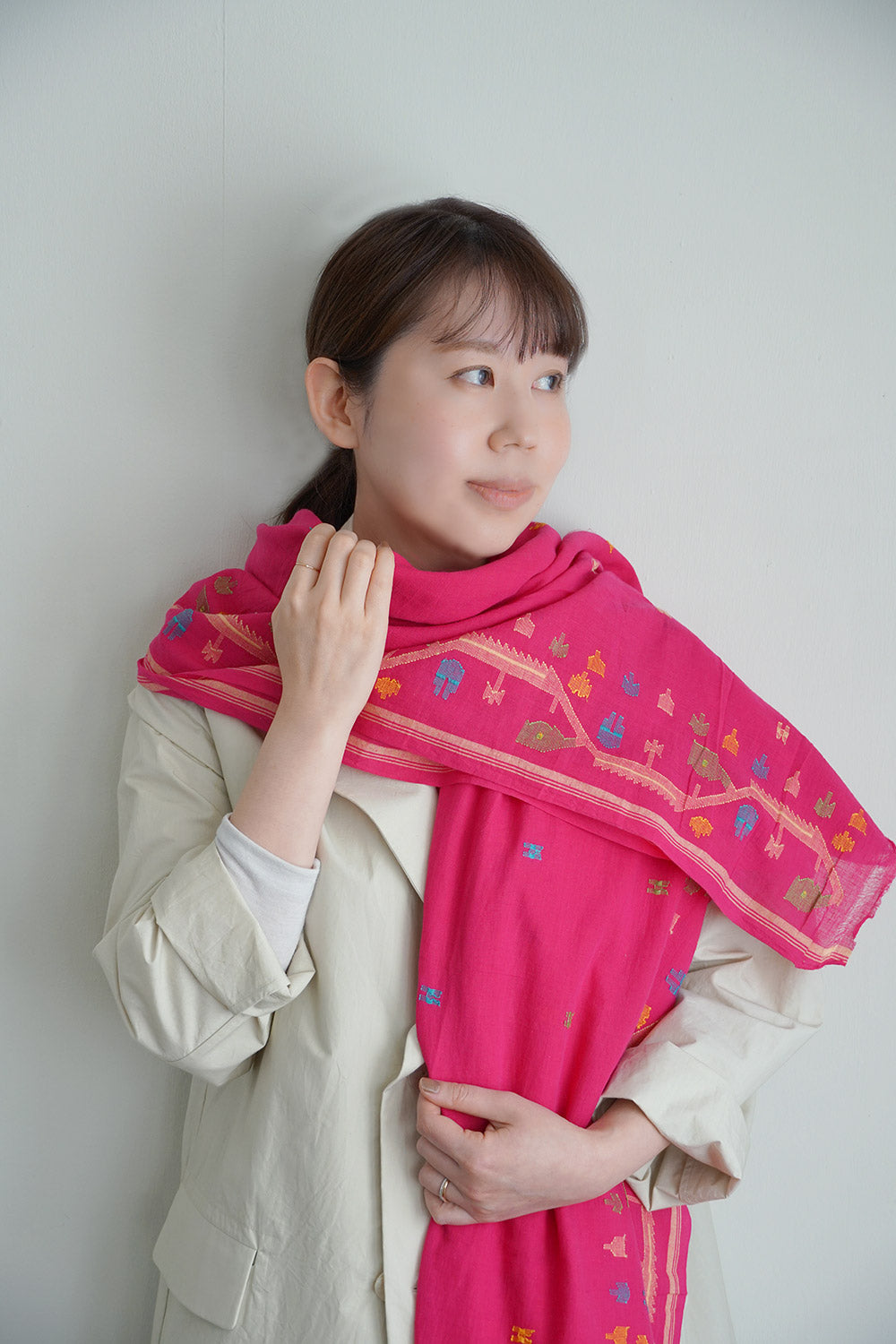 ジャムダニ ファブリック Pink04